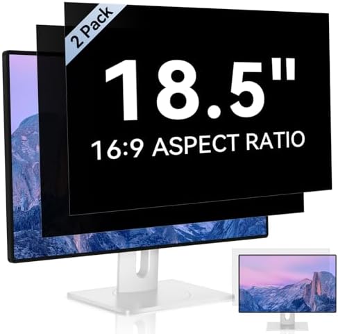 [2-Pack] 18.5 Inch Computer Privacy Screen for 16:9 Aspect Ratio Widescreen Monitor, Eye Protection Anti Glare Blue Light Computer Monitor Privacy Filter, Removable Anti-Scratch Screen Protector Film by Mamol