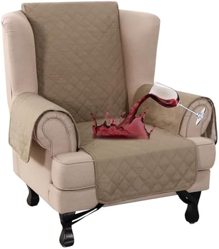 Turquoize 100% Waterproof Wing Chair Cover Wing Armchair Slipcovers, Taupe by Turquoize