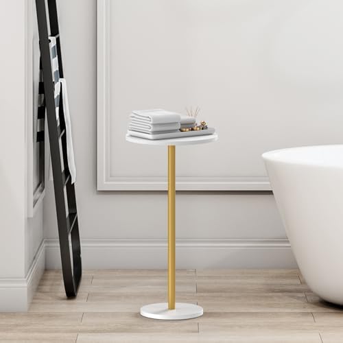 White Small Round Side Table Set of 2 Drink Tables - Image 6
