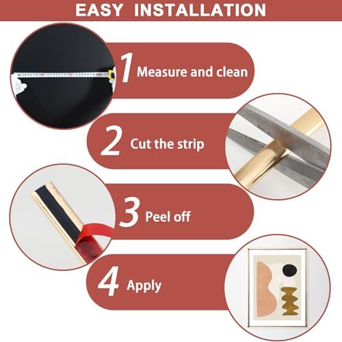 Lunghaa Peel and Stick Brushed Gold Finish Molding Trim, 196.8" x 0.31" Flexible Decoration Strip for Wall, Tile Edge, Mirror, Cabinet, Furniture and DIY Home Decor - Image 6