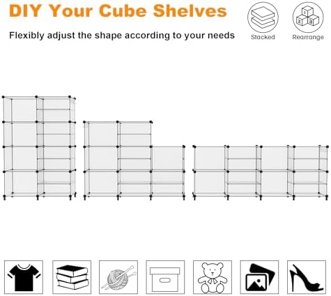 AWTATOS Closet Organizer 8 Cube Storage Shelves, Translucent - Image 5