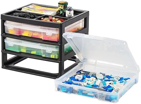 IRIS USA Desk Organizer |Made in USA| 3-Tier Cases - Black/Clear by IRISUSA