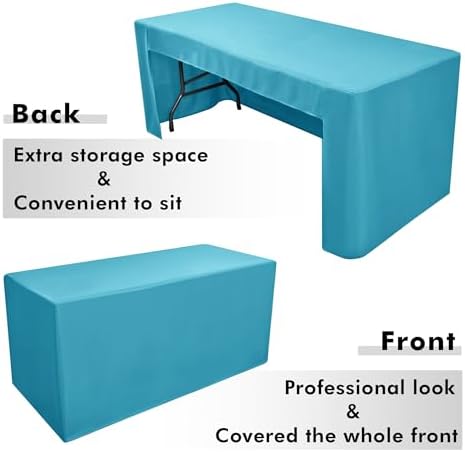 Nasitos 2 Pack Teal 6ft Table Cloth Fitted-Open Back Folding Table Cover Washable Fabric and Wrinkle Resistant Table Cloth for Trade Show, Book Fair, Career Fair, Convention, Events - Image 4