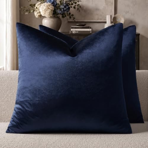 GIGIZAZA Navy Velvet Pillow Covers 20x20 Decorative Pillows Pack of 2 by GIGIZAZAFocusingonhomedecoration