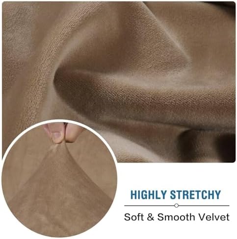 H.VERSAILTEX Velvet Stretch Individual Couch Cushion Cover Plush Slipcover for Loveseat Sofa Seat Furniture Protector Cover (1 Piece Loveseat Cushion Cover, Camel) - Image 5