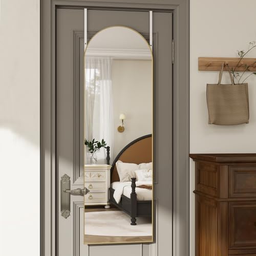 Over the Door Mirror Full Length,48"x14"Door Hanging Mirror Full Length Arch Mirror,Behind the Door Wall Mirror,Back of Door Mirrors for Closet Bedroom Living Room (Gold) by TinyTimes