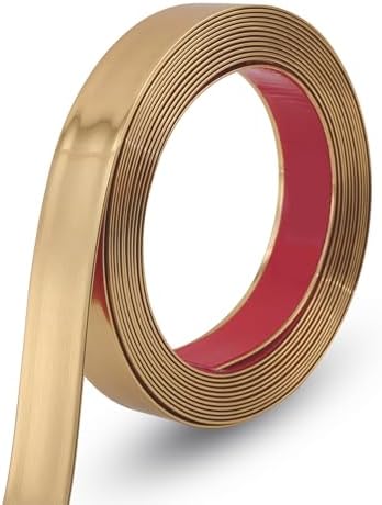 Gaahing 196.8" x 1.5" Brushed Gold Molding & Wall Trim, Flexible Peel and Stick Decorative Strip for Tile, Mirror, Ceiling, Floor, Panel, Cabinet by Getallthemoldingtrimsyoulike