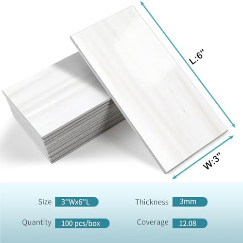 Vamos Tile 100-Piece Glossy Dolomite White Peel and Stick Backsplash Tile,3''x6'' PVC Subway Tile with White Grout, Stick on Backsplash for Kitchen/Bathroom/Fireplace - Image 6