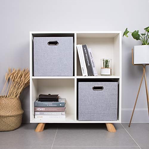 Thicker Fabric Storage Cubes 13 inch Collapsible Storage Bins for Organization, Cubby Storage Boxes for Organizing Shelf Cabinet Bookcase, 2pcs, Sliver Grey - Image 6