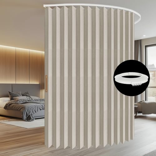 Room Divider Curtain Sets with Flexible Ceiling Track, Privacy Soundproof Curtain for Bedroom Office Patio Sliding Door(Cream White, W180 x L108, 1 Pack) - Image 2