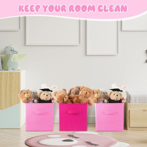 Yinder 12 Pcs Cube Storage Bin Pink 10.5''x10.5''x11'' Storage Cubes - Image 5