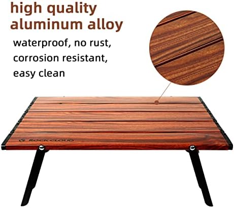 ROCK CLOUD Portable Beach Table Aluminum Ultralight Folding Camping Table, Wood Grain - Image 6