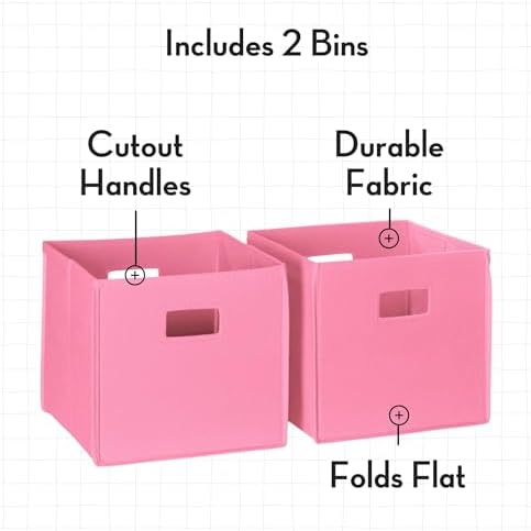 RiverRidge Folding Storage Bins - 2-pack of 10in Tall Pink Cubes - Image 4