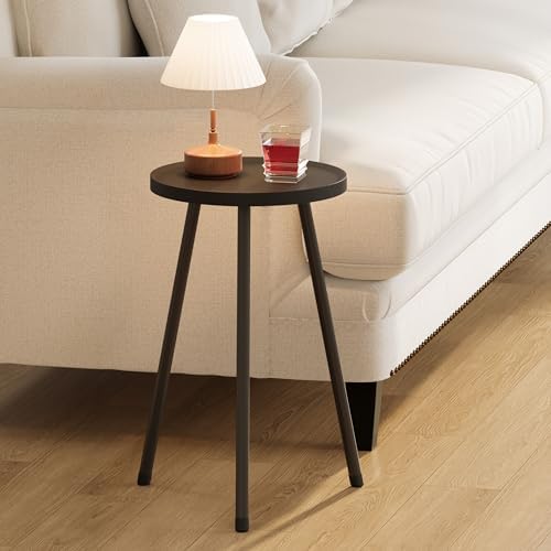 Small Couch Side Table, Drink Table, Mini Round End Table, Coffee Table, Snack Table for Small Spaces, Living Room, Bedroom, Sofa LET520BK by Unknown