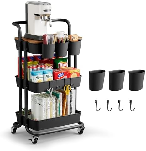 3 Tier Rolling Cart - Utility Cart with Table Top, Storage Organizer by Aratan