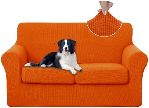 U-NICE HOME 3 Pieces Stretch Loveseat Couch Cover, Orange by U-NICEHOME