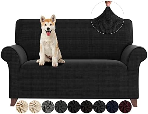 ZNSAYOTX Loveseat Covers High Stretchy Spandex Pet Friendly Sofa Slipcover 1 Piece Non Slip Couch Furniture Protection Covers (Black, Loveseat) by ZNSAYOTX