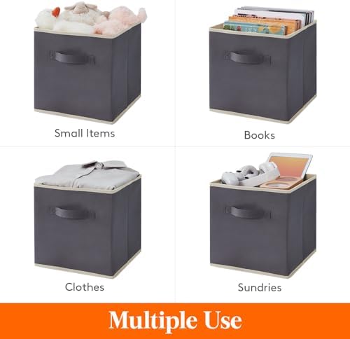 Lifewit Storage Cubes, 11 Inch Organizer Bins, 18L Gray&Black, 12 Packs - Image 4