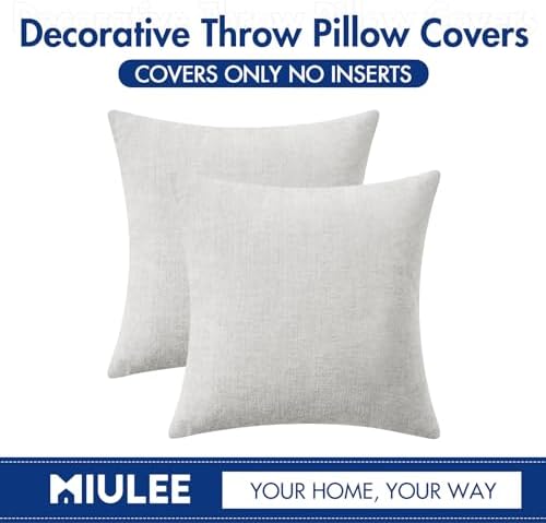 MIULEE Soft Chenille Throw Pillow Covers Light Gray 16x16 Inch Pack of 2 - Image 6