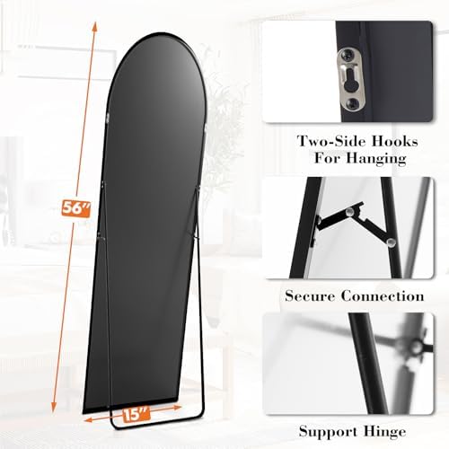 Arched Full Length Floor Mirror 56"x15", Body Standing Mirror - Image 4