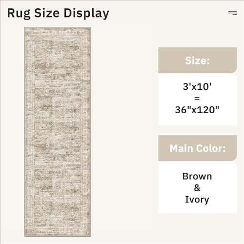 Soalmost Washable 3x10 Hallway Runner Rug Non-Slip Kitchen Entry Rugs Brown - Image 5