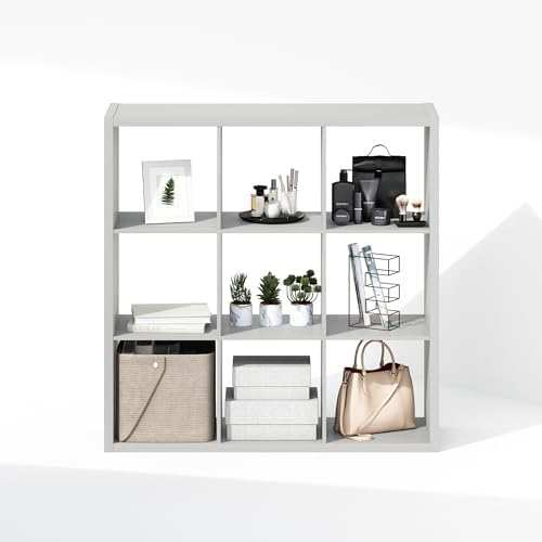 Furinno Cubic Extra Thick 9-Cube Closet Organizers and Storage, Light Grey - Image 7