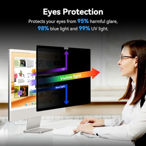 Privacy Screen for iMac 27 Inch Studio Display Desktop Computer Monitor, Anti Glare Blue Light Filter Shield, Upgraded Anti Spy 27 Inch iMac Privacy Protector - Image 4