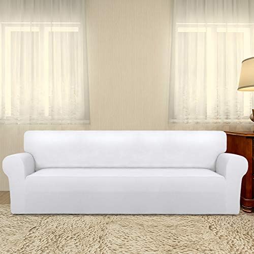 PureFit Stretch Couch Covers for Sofa 4 Seater Slipcovers White - Image 2