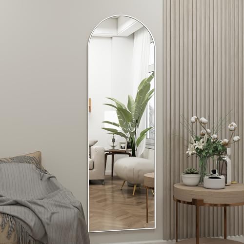 48"x 14" Arched Full Length Door Mirror, Full Body Mirror, White - Image 3