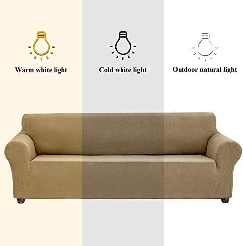 Joccun Stretch Loveseat Couch Cover Slipcover, 1-Piece Sofa Cover for 2 Cushion Couch Spandex Jacquard Washable Furniture Protector Cover for Living Room,Kids,Pets（Loveseat,Tan） - Image 3