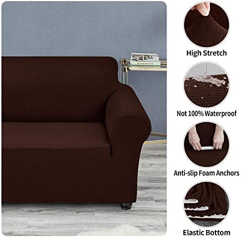 Joccun Stretch Couch Cover Slipcovers, 1-Piece Sofa Covers for 3 Cushion Couch Spandex Jacquard Washable Furniture Protector Cover for Living Room,Kids,Pets(Sofa,Chocolate) - Image 3