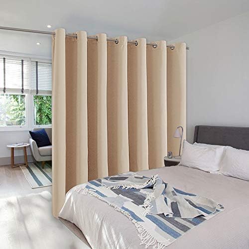 NICETOWN Room Divider Curtain Screen Partitions, Basement Hospital Medical Clinic Spa Lab Cubicle Curtain Divider Privacy Screen, Patio Door Curtain (Biscotti Beige, 1 Panel, 12.5ft Wide x 8ft Long) by NICETOWN
