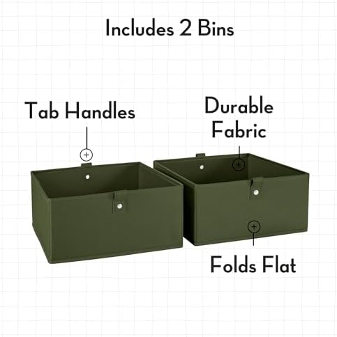 RiverRidge Folding Storage Bins - 2-pack of 5in Tall Olive Cubes - Image 4