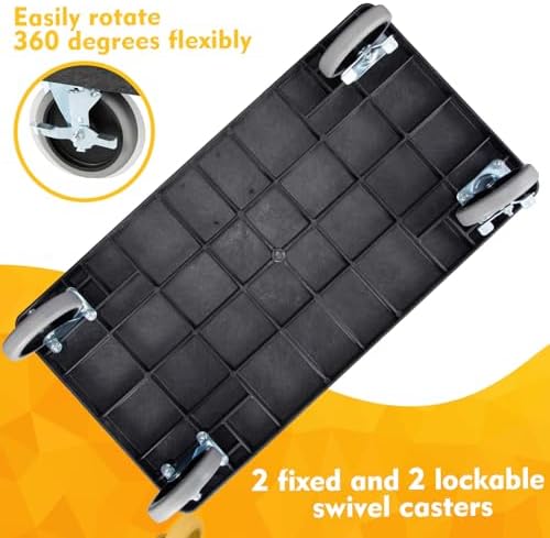 ELAFROS 2-Tier Heavy Duty Rolling Cart, 34 x 17 in, 2 Fixed 2 Swivel, Black - Image 3