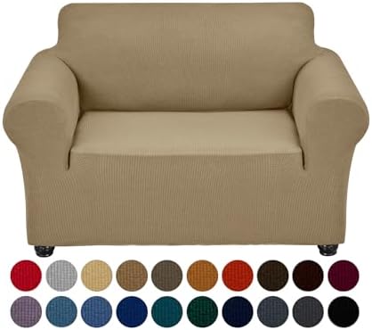 Joccun Stretch Chair Couch Cover,1-Piece Sofa Slipcover Spandex Jacquard Fabric Sofa Covers with Elastic Bottom,Washable Furniture Protector for Dogs,Cats,Kids(Armchair,Wide 35" - 55",Tan) by Joccun