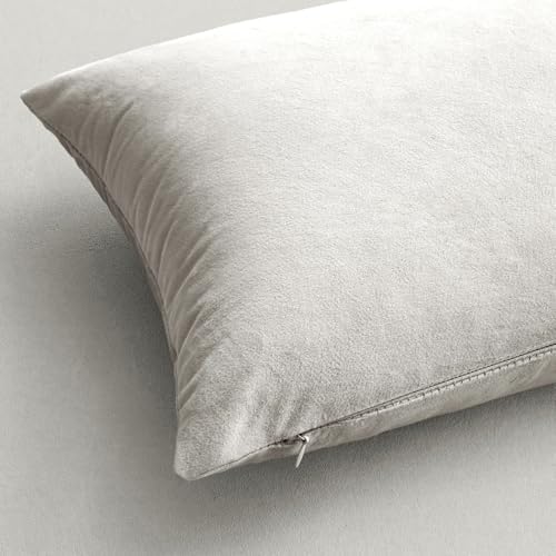 MIULEE Velvet Throw Pillow Covers 18x18 Inch Pack of 2 Greyish White - Image 6