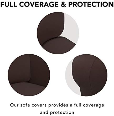 PureFit Stretch Couch Covers for Sofa 4 Seater Slipcovers Chocolate - Image 3