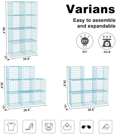 C&AHOME Wire Cube Storage, 8 - Cube Organizer Metal C Grids Units, Blue - Image 3