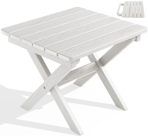 SERWALL Portable Folding Adirondack Table, HDPE Weather-Resistant, White by SERWALL