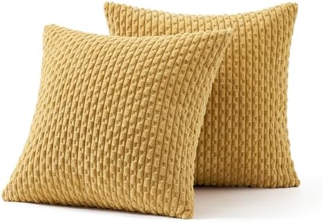 MIULEE Decorative Throw Pillow Covers 16x16 Gold Textured Corduroy - Image 6