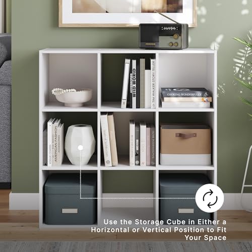 Signature Design by Ashley Onita 9 Cube Storage Organizer, White Bookshelf - Image 4