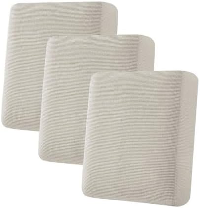 H.VERSAILTEX Super Stretch Individual Seat Cushion Covers - Sofa & Couch Cushion Slipcover Sets - Thick Jacquard Textured Twill Fabric (3 Piece, Island Fossi) by HVERSAILTEX