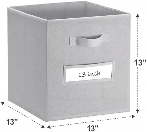 Storage Bins,13" Cube Storage Bin with Labels,10pcs,Light Grey - Image 3