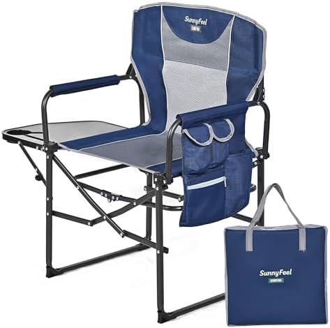 SUNNYFEEL Oversized Camping Chair Portable Directors Chairs with Side Table - Image 4
