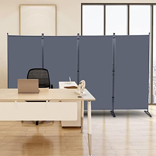 4 Panel Folding Room Divider,136" W x 71.3" H Portable Privacy Screen,Grey - Image 5