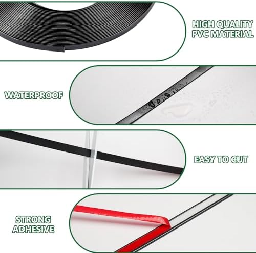 0.25in x 40Ft Peel and Stick Wall Molding Trim Matte Black - Image 6