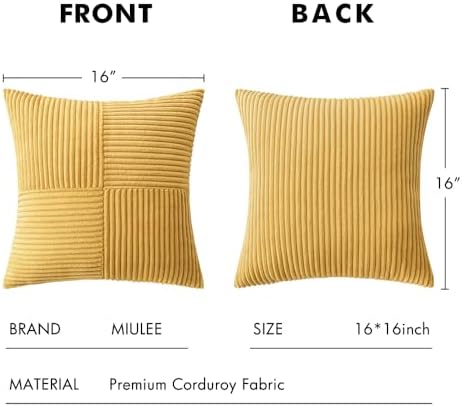 MIULEE Golden Mustard Decorative Throw Pillow Covers for Couch 16x16 Inch - Image 6