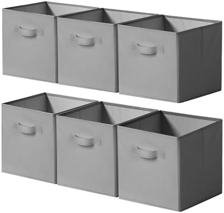 Cupic Cupid 6-Pack 11x11 Fabric Storage Cubes, Cube Storage Bins, Gray by CupicCupid
