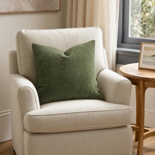 MIULEE Olive Green Chenille Couch Throw Pillow Covers, 18x18 - Image 3