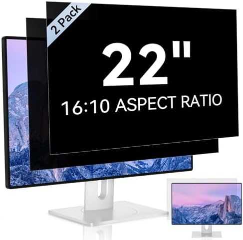 [2 Pack] 22 Inch Computer Privacy Screen for 16:10 Aspect Ratio Widescreen Monitor, Eye Protection Anti Glare Blue Light Computer Monitor Privacy Filter, Removable Anti-Scratch 22in Protector Film by Mamol